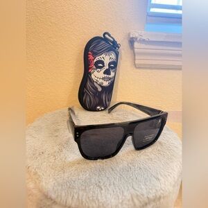 Ed Hardy Black Sunglasses with Skull Case